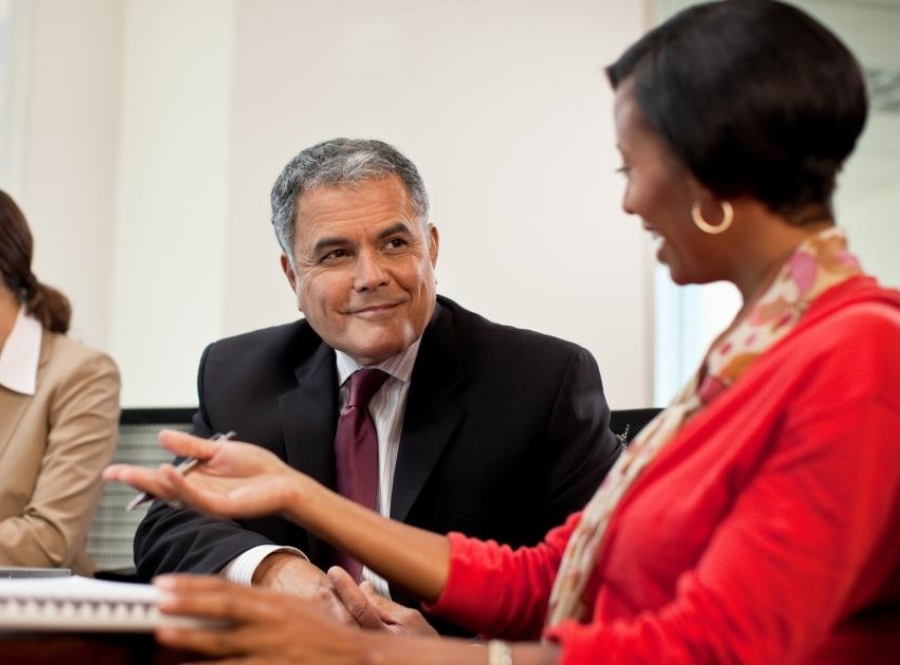 business people talking